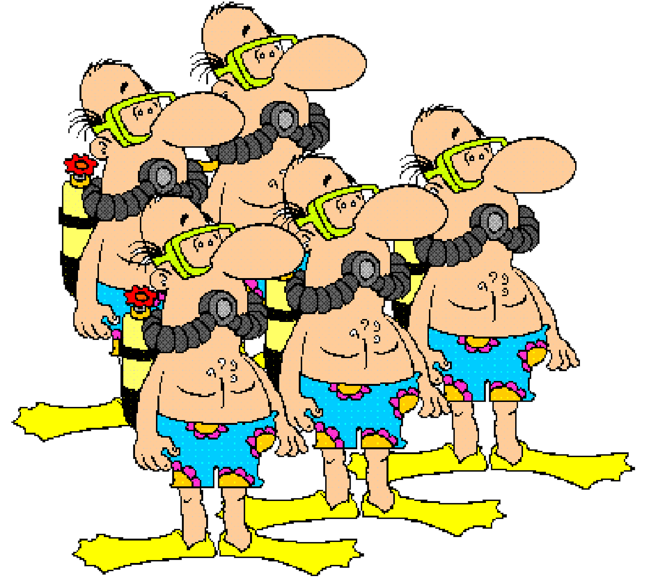 5 SCUBAS rechts schauen farbig